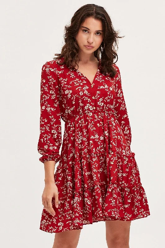 Express your style with fashionable women’s clothing   Print Skater Dress Long Sleeve Mini