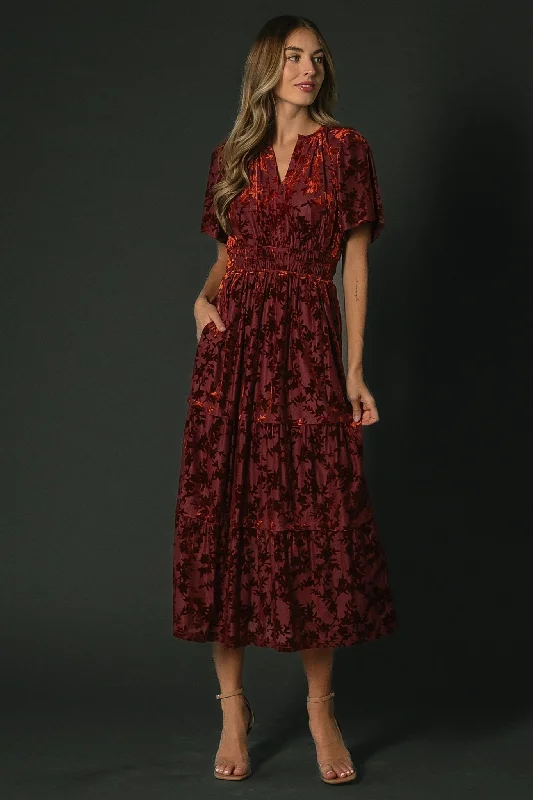 Bronwyn Velvet Dress | Rust