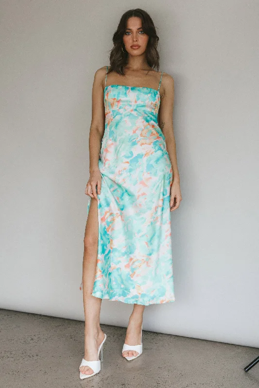 Dolce Life Low Back Midi Dress Floral Green