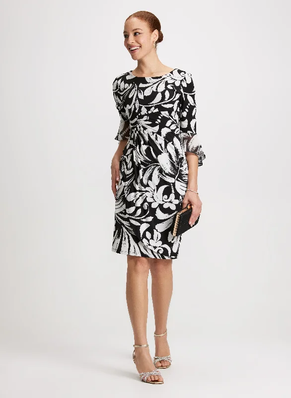 Leaf Print Sheath Dress