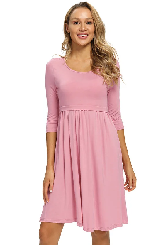 Nursing Short Dress With Long Sleeve Casual Breastfeeding Dress