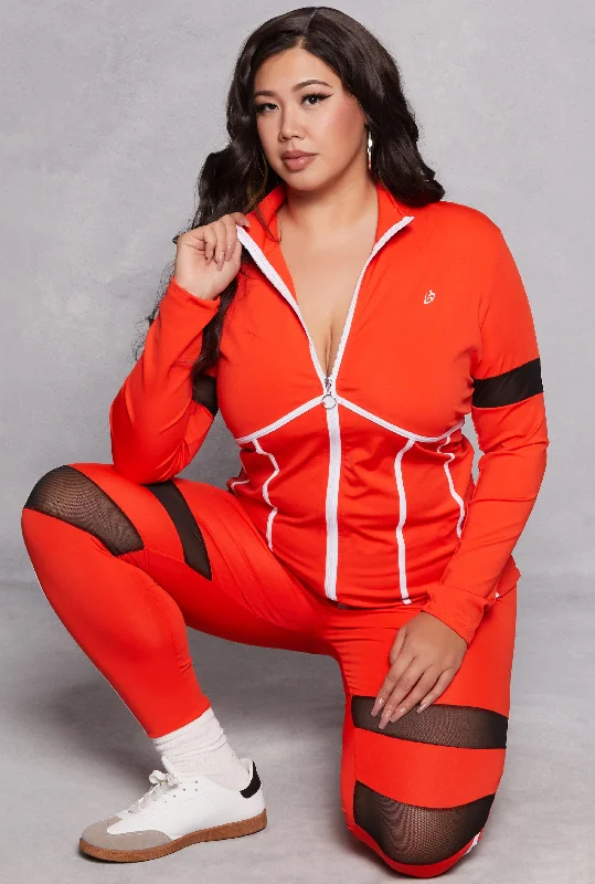 Plus Size Mesh Detail Track Jacket