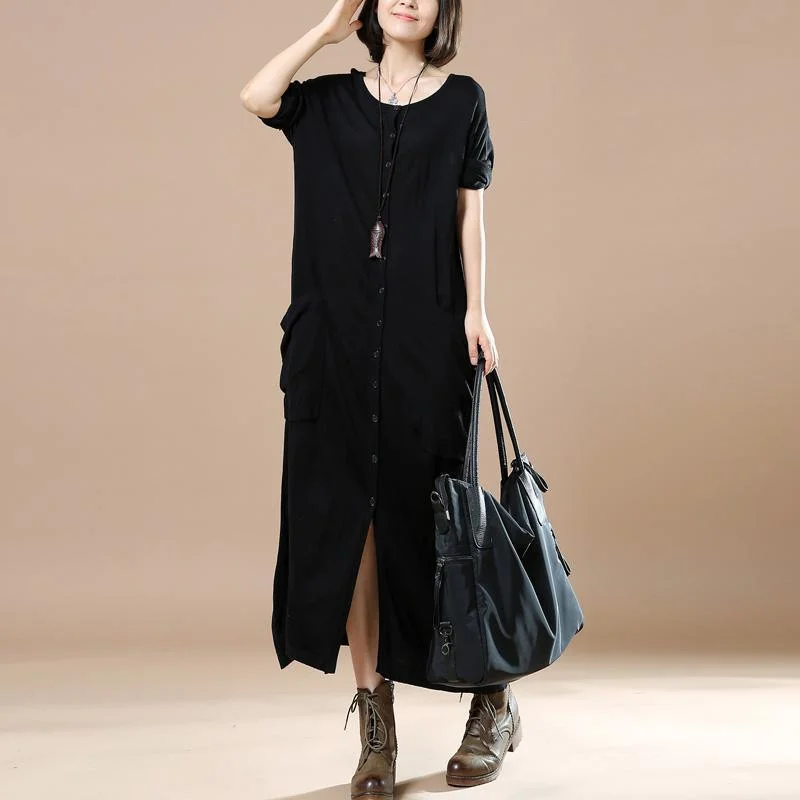 Black tunic oversized knit maxi dresses long sweater dress long sleeve