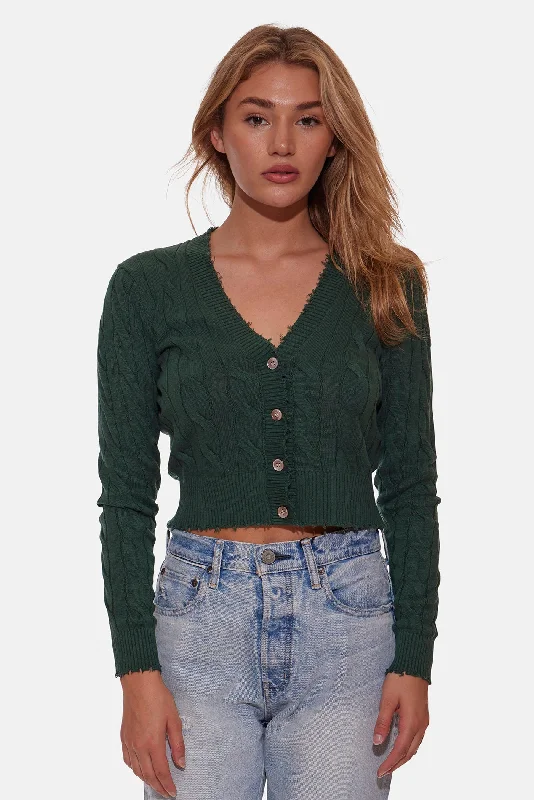 Fashionable clothing that fits every occasion   Satya Cable Cropped Cardigan Pine