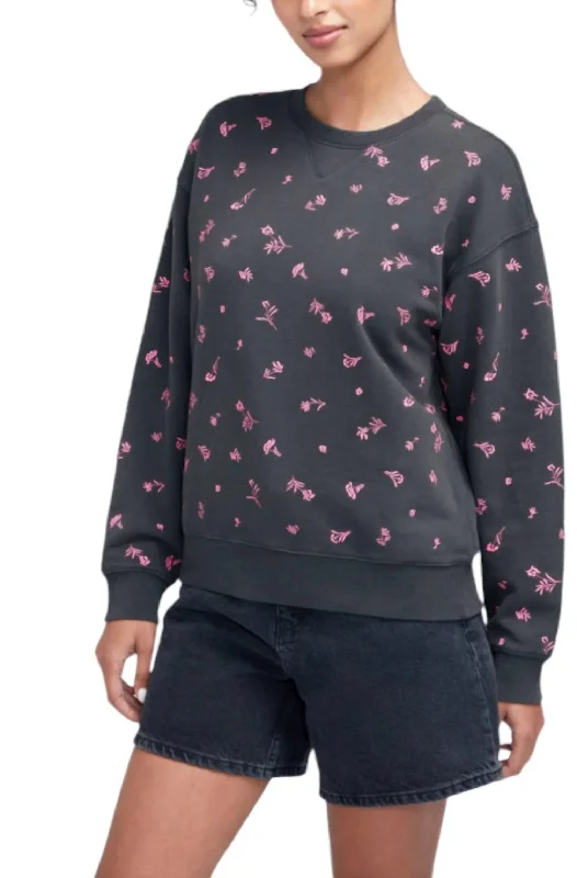 Ditsy Floral Cody Sweatshirt In Washed Black