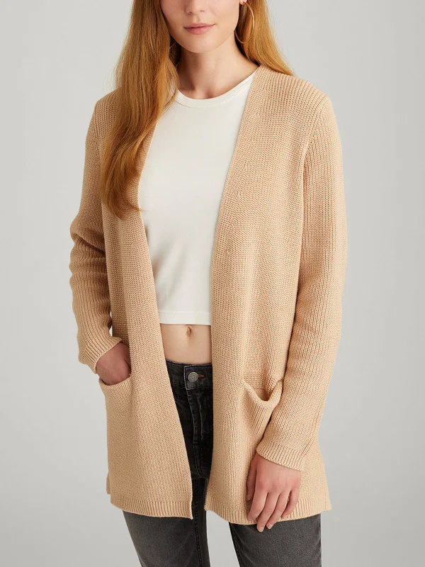 Emma: 100% Cotton Shaker Stitch Open Cardigan