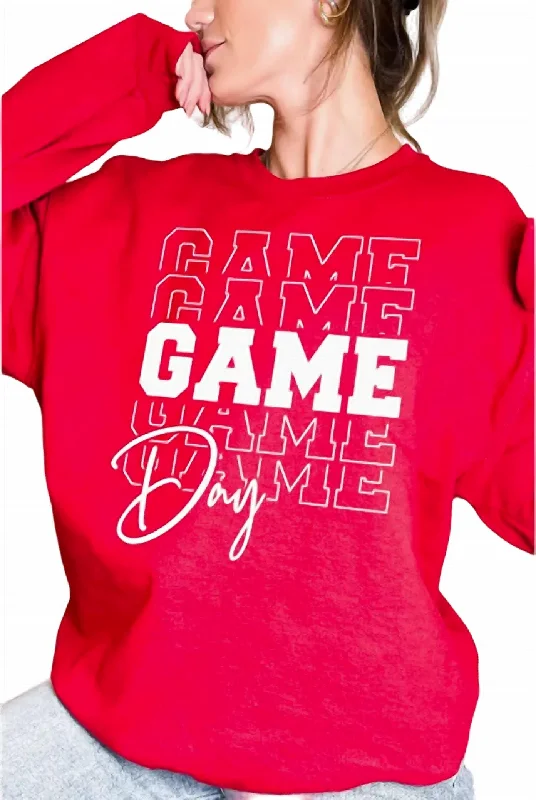 Game Day Repeat Graphic Sweatshirt In Red