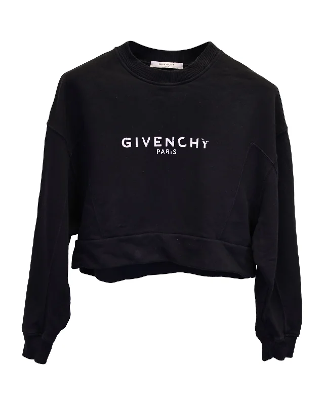 Givenchy Logo Cropped Sweatshirt in Black Cotton