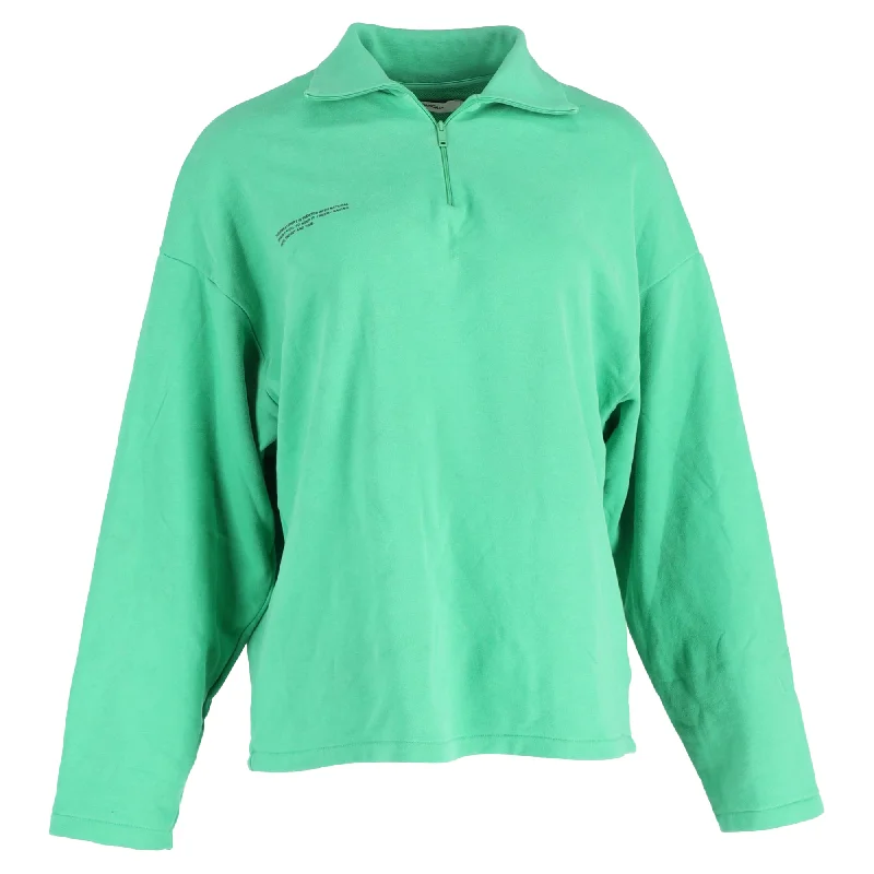 Pangaia Double Jersey Half Zip Sweatshirt in Green Cotton