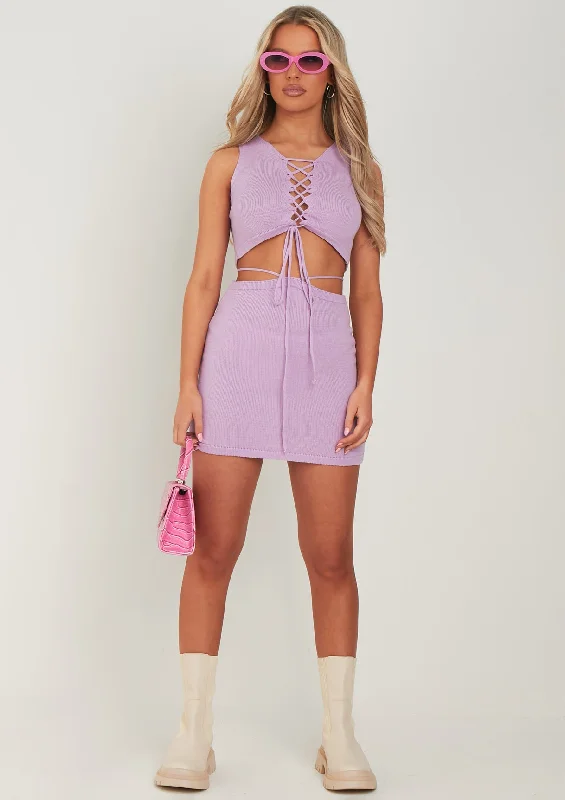 Cindy Lilac Knitted Mini Skirt