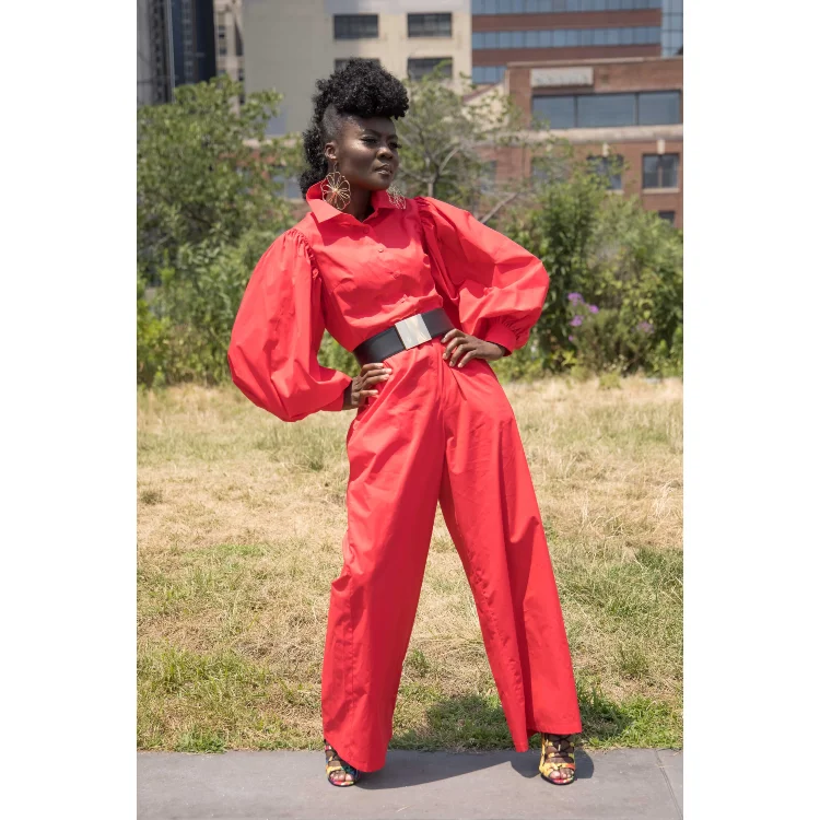 Lantern Sleeve High Waist Jumpsuit (Pre-Order)