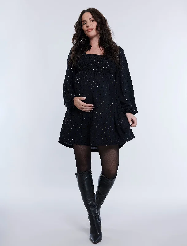 Long Sleeve Smocked Empire Waist Dress